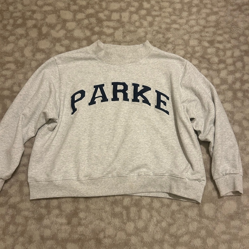 PARKE Heathered Grey and Denim Mockneck